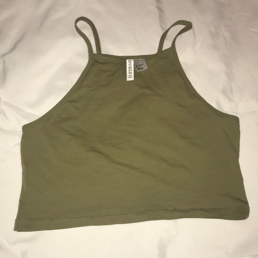 H&M DIVIDED Olive green crop top